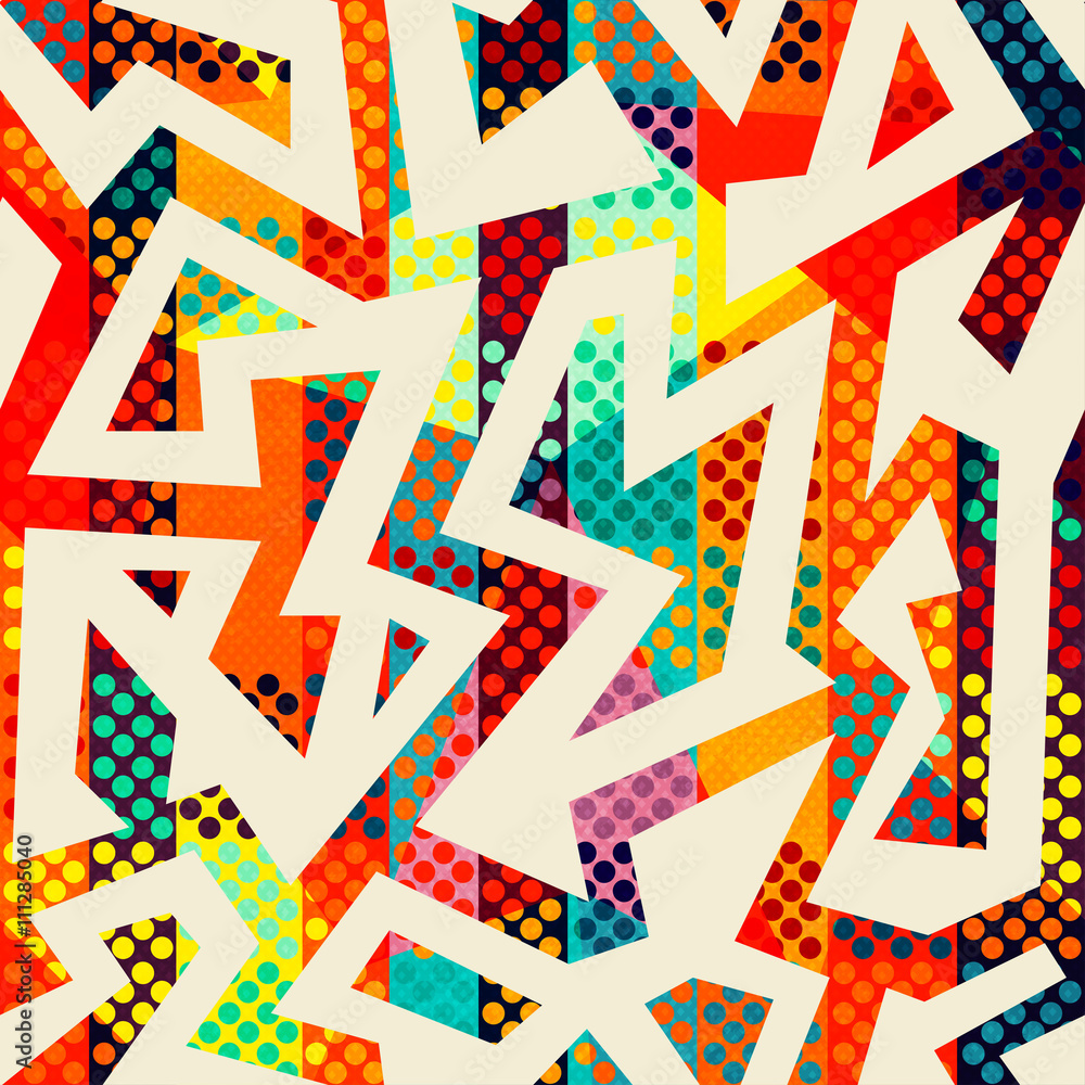 Bright funky geometric seamless pattern Bright funky geometric seamless pattern