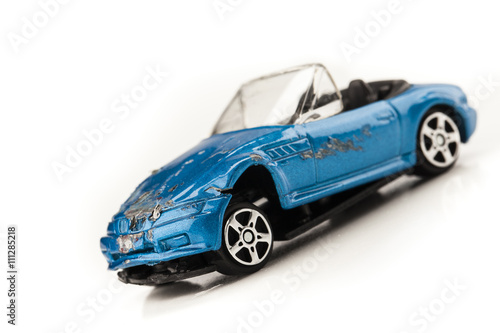 miniature car smash on white background