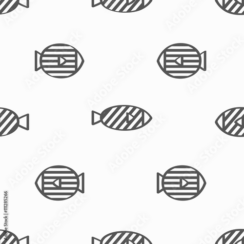 Monochrome fish seamless pattern