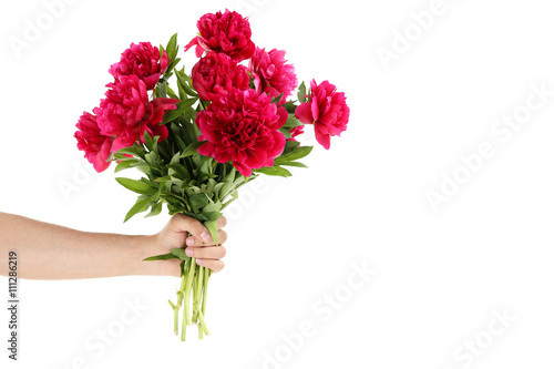Bouquet of red peony flowers isolated on a white © 5second