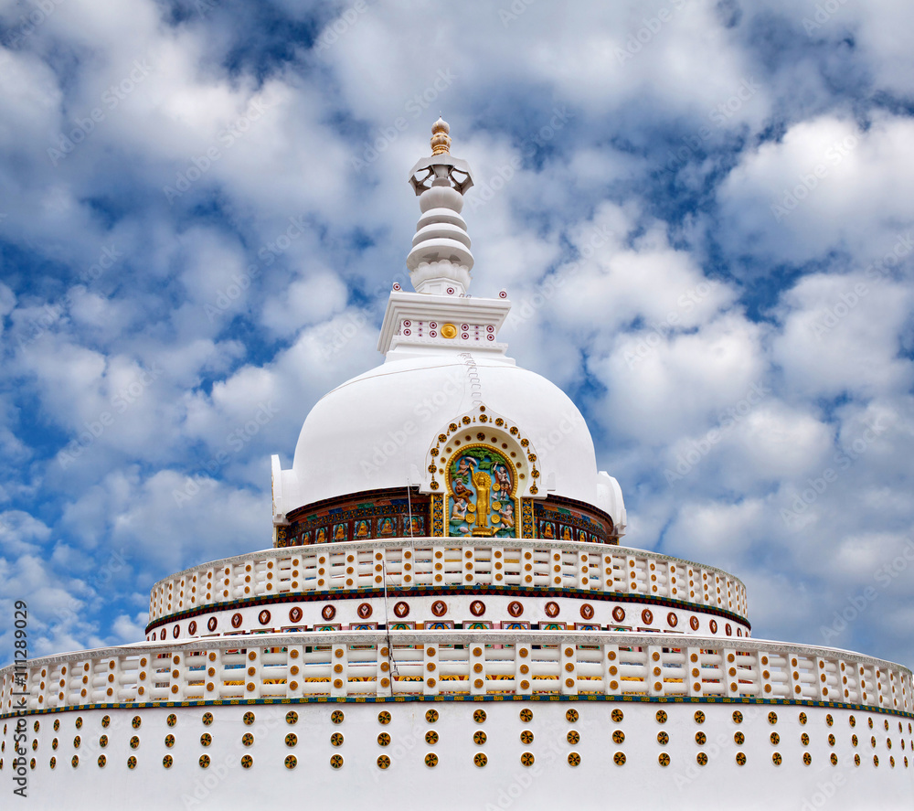 Shanti Stupa in Leh, Ladakh, Jammu and Kashmir state, North India