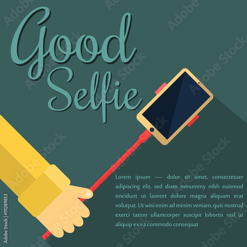 Monopod Selfie man. Self Portrait Tool For Smartphone. 