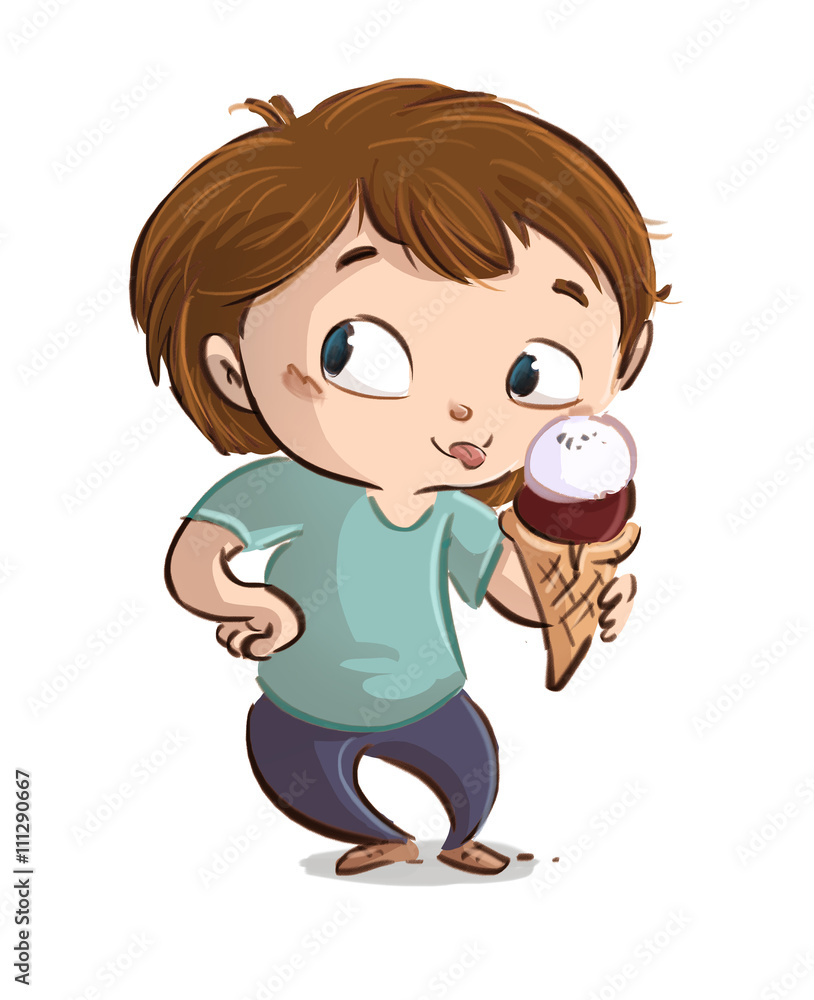 niño comiendo un helado, niño comiendo un helado,