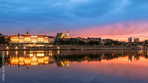 View of the old city in Warsaw at sunset © fotorince