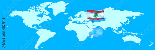 Pianeta Terra 3D con bandiera al vento Libano