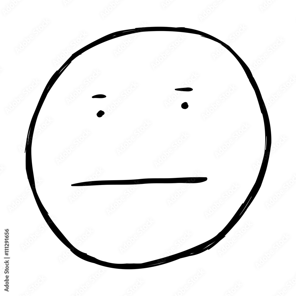 Vector Single Sketch Emoticon - Poker Face. Vector Single Sketch Emoticon - Poker Face.