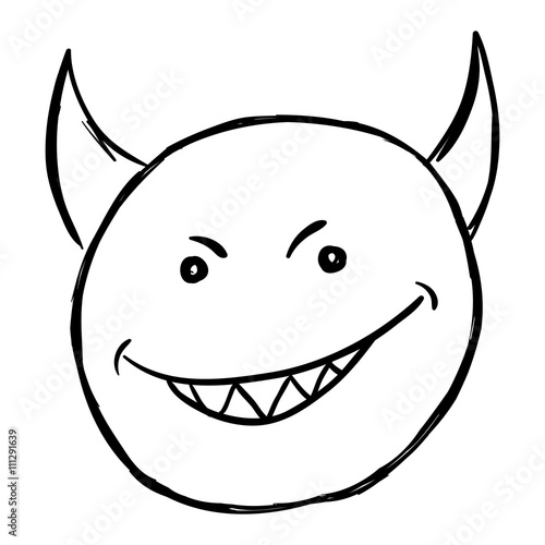 Vector Single Sketch Emoticon - Devil Smiley