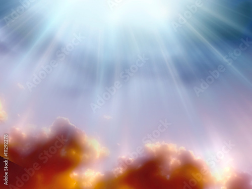 Billede på lærred a magic mystical background with divine rays of Light