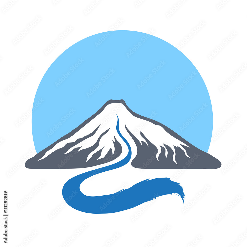 Mountain river, vector logo illustration.