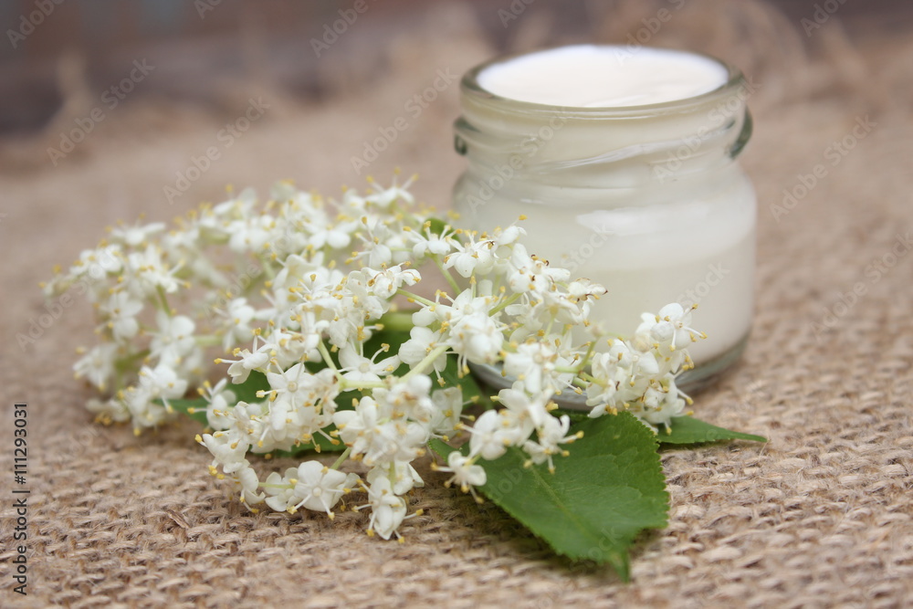 Face cream with chestnut flowers.Cosmetics.