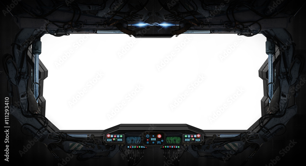 Obraz premium Wnętrze okna statku kosmicznego