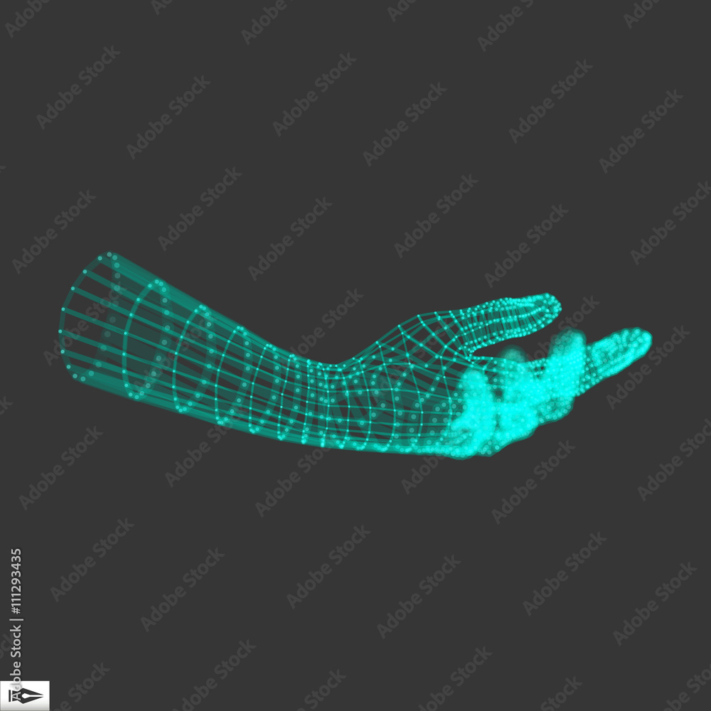 Human Arm. Human Hand Model. Hand Scanning. 3d Covering Skin Human Arm. Human Hand Model. Hand Scanning. 3d Covering Skin