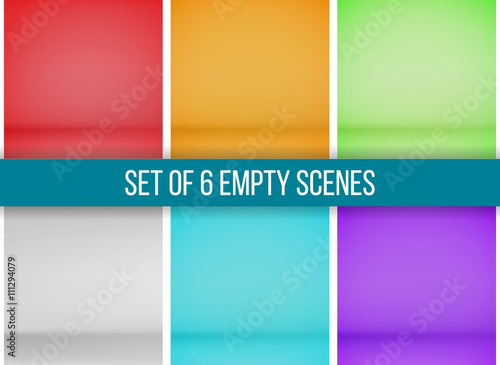 Set of 6 empty scenes. Vector.