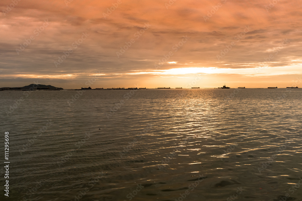 Fototapeta premium Sunset over ocean, nature composition