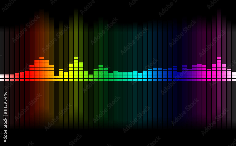 Graphics of music equalizer on black background