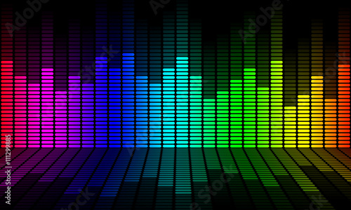 Graphics of music equalizer on black background