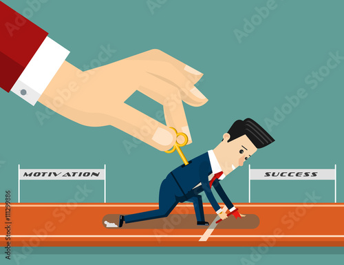 Boss motivates his subordinate. Business concept cartoon illustration. 