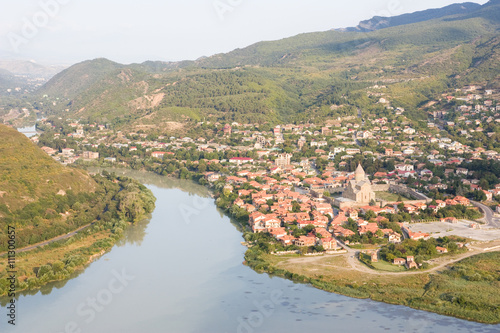 Fototapeta Naklejka Na Ścianę i Meble -  View of Mtskheta, the confluence of the Mtkvari and Aragvi