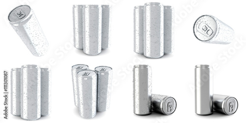 Beer and soda can isolated on white background