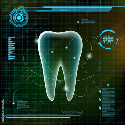 Human tooth. Futuristic infographic design. Stock vector illustr