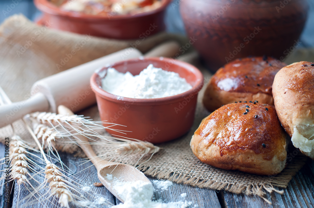 Fototapeta premium ingredients for homemade bread