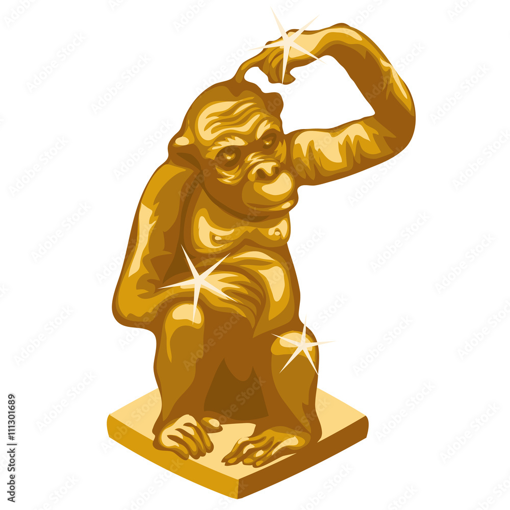 Obraz premium Golden statue of the thinking monkey