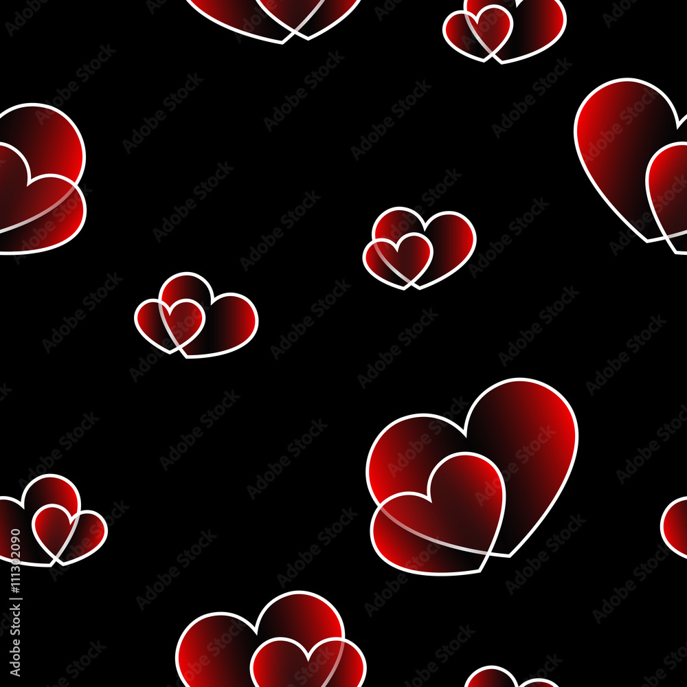 Red big and small hearts. Cute seamless pattern on black background.  Fashion graphics design. Stylish Valentine day print concept for fabric,  background, wallpaper or wedding card. Vector illustration Stock Vector |  Adobe