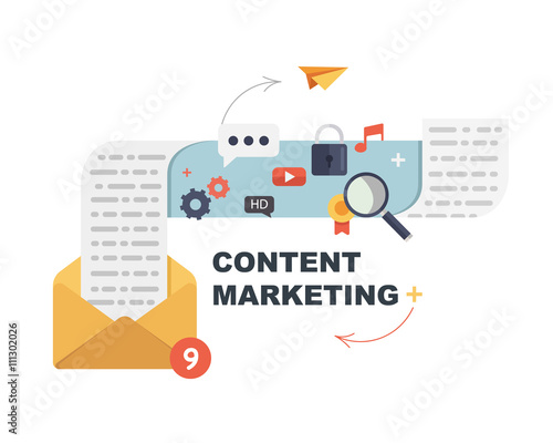 Concepts for Content Marketing .Vector digital marketing concept in flat style