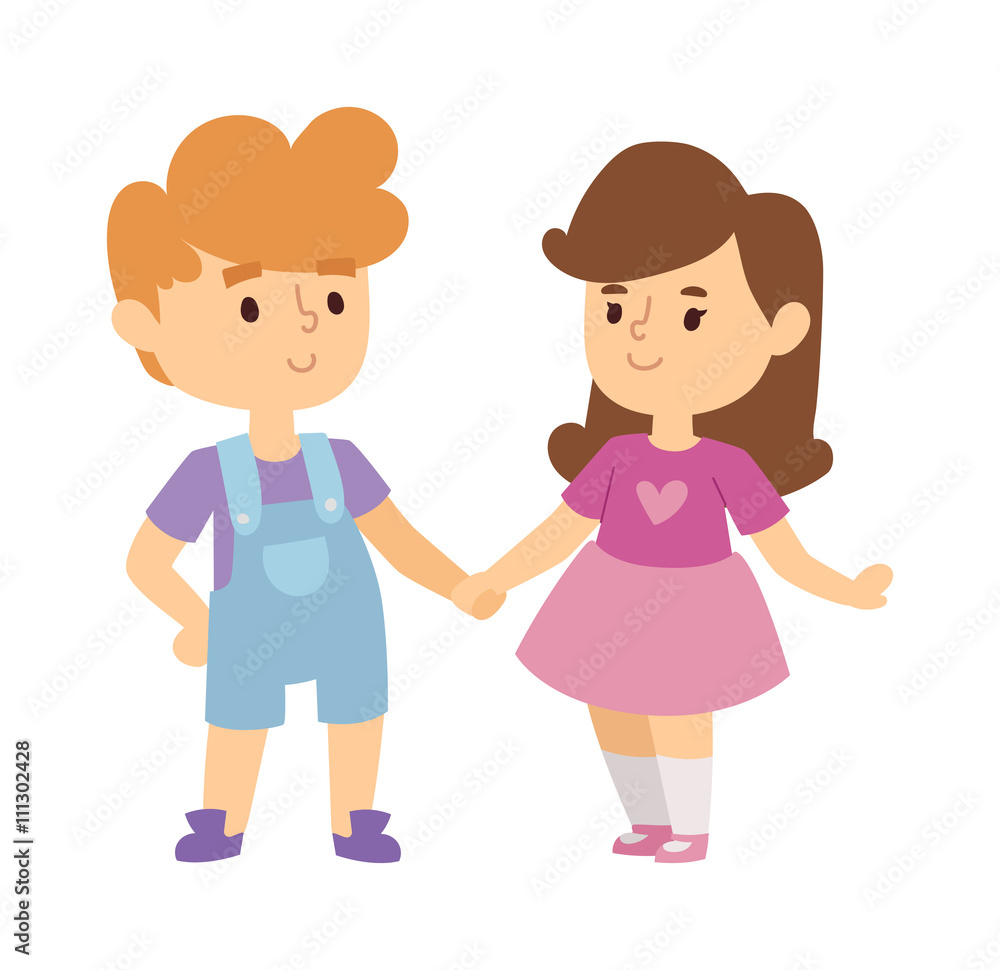 Kids holding hands vector illustration. Kids holding hands vector illustration.