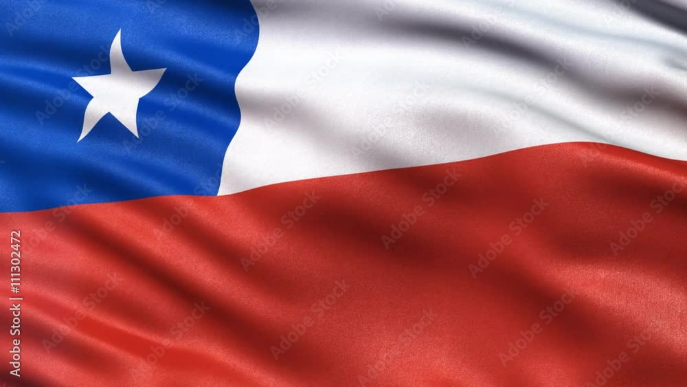 Seamless loop of flag of Chile waving in the wind with highly detailed fabric texture. Seamless loop of flag of Chile waving in the wind with highly detailed fabric texture.