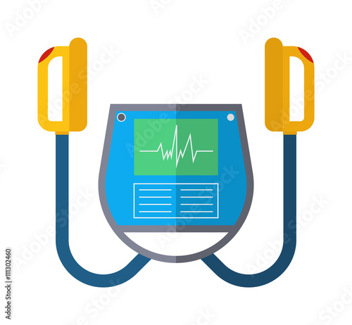 Defibrillator unit isolated medical vector icon. 