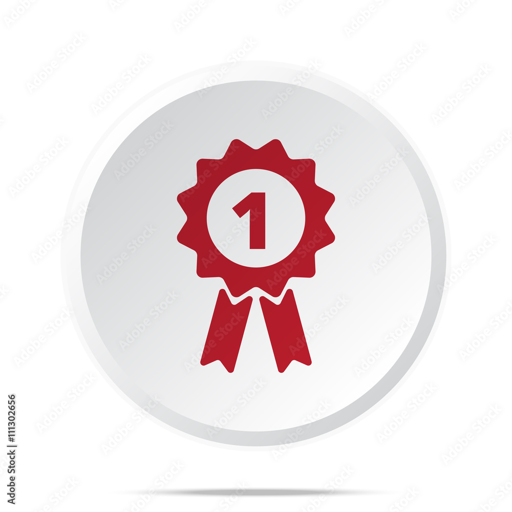Red Prize Ribbon icon on white web button Red Prize Ribbon icon on white web button
