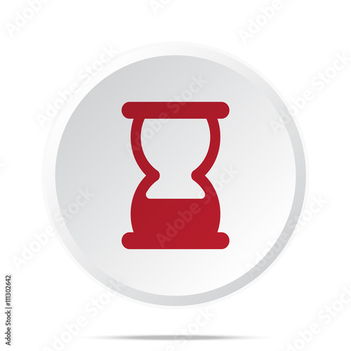 Red Hourglass icon on white web button