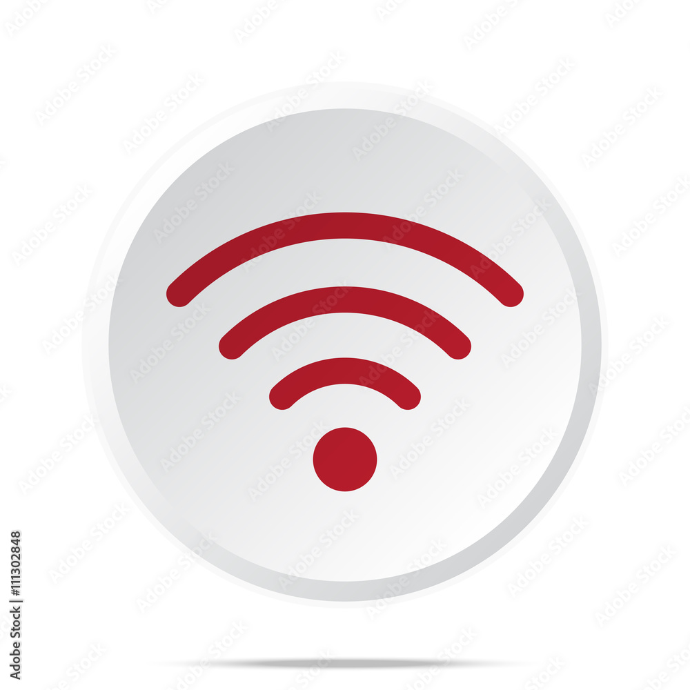 Red Wireless icon on white web button Red Wireless icon on white web button