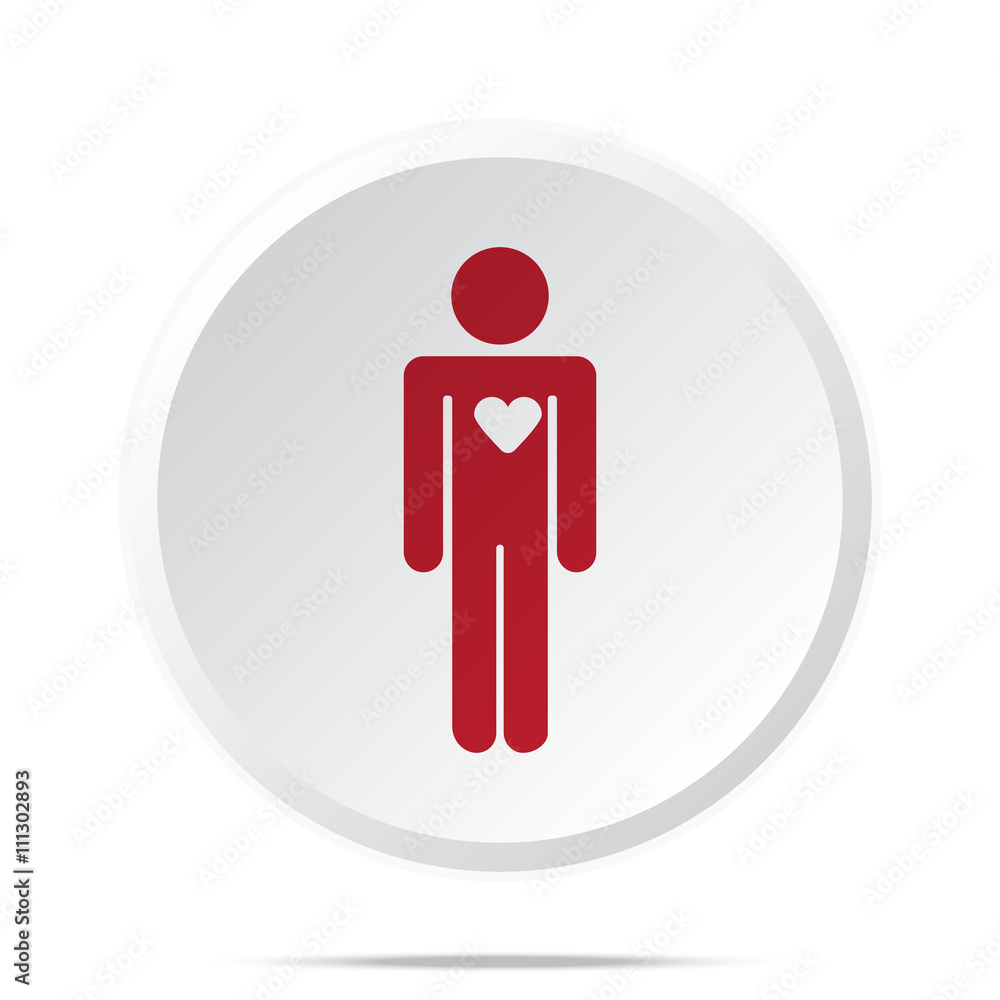 Red Heart icon on white web button
