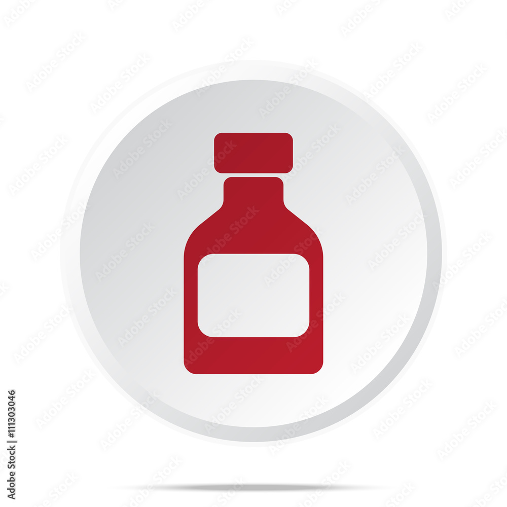 Red Medicine Bottle icon on white web button Red Medicine Bottle icon on white web button