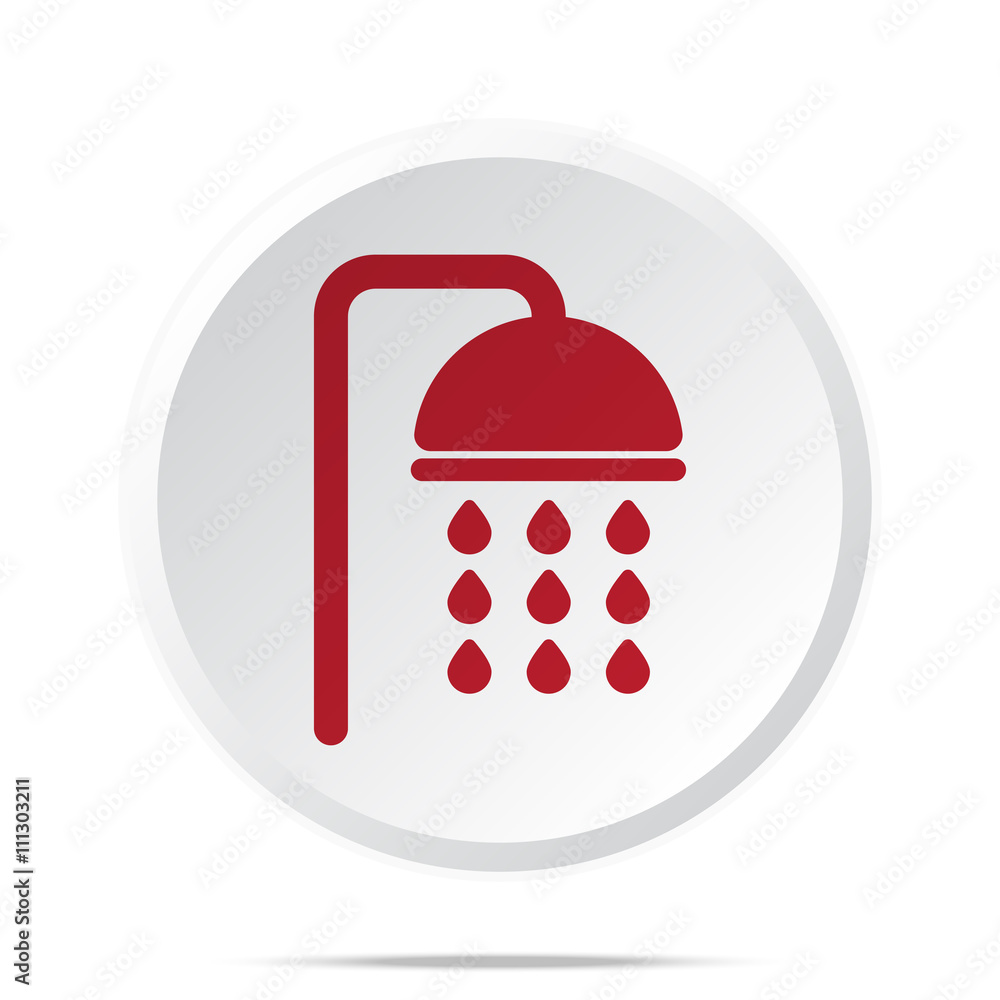 Red Shower icon on white web button Red Shower icon on white web button