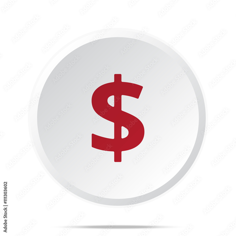 Red Dollar icon on white web button Red Dollar icon on white web button