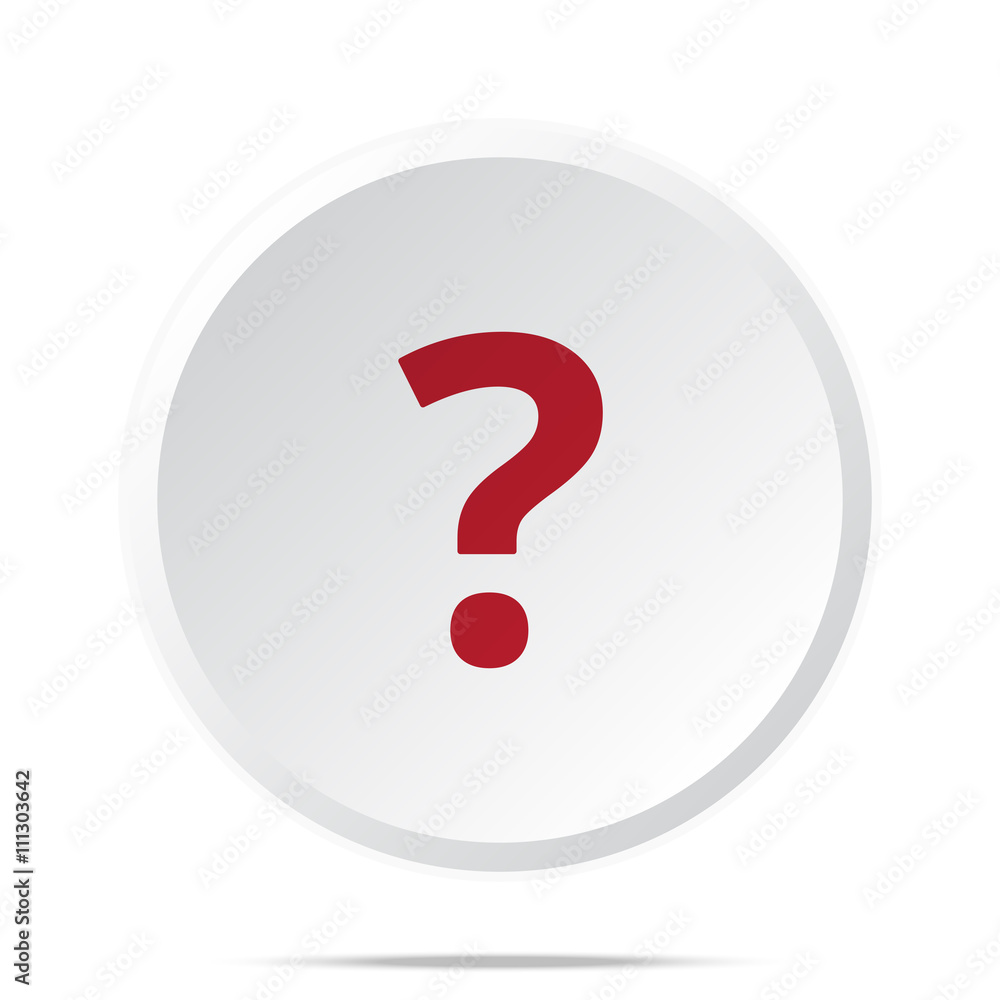 Red Question Mark icon on white web button Red Question Mark icon on white web button