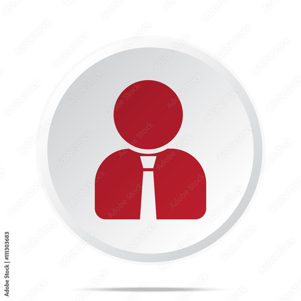 Red User Profile icon on white web button Red User Profile icon on white web button