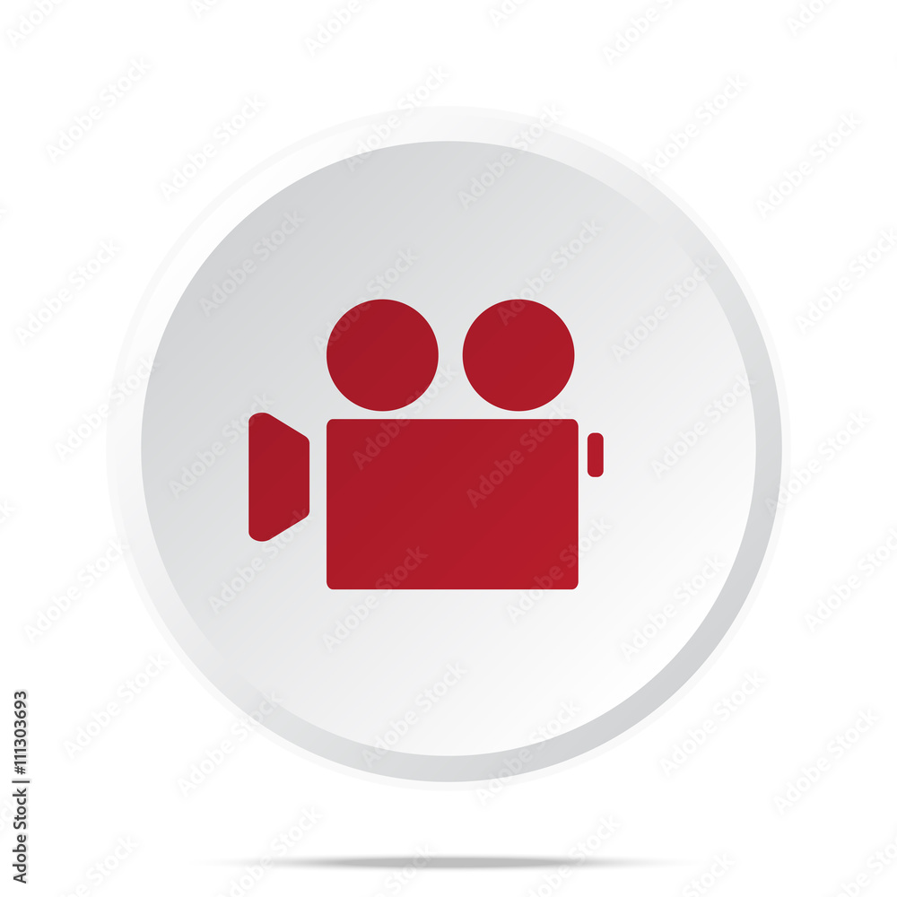 Red Video Camera icon on white web button Red Video Camera icon on white web button