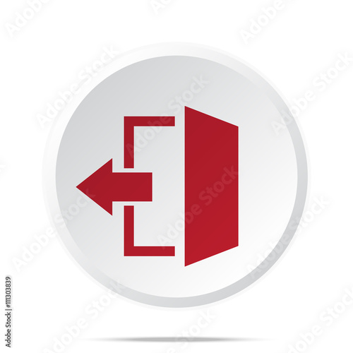 Red Exit icon on white web button