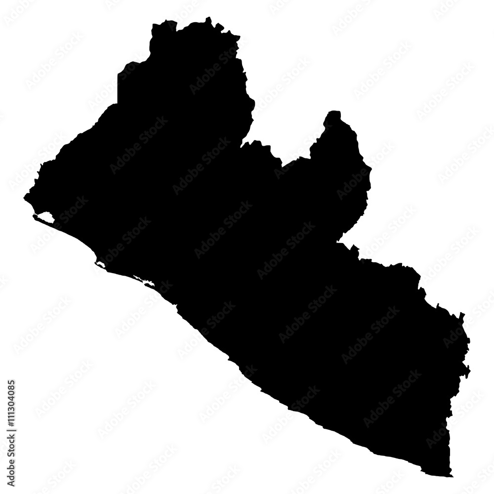 Liberia black map on white background vector