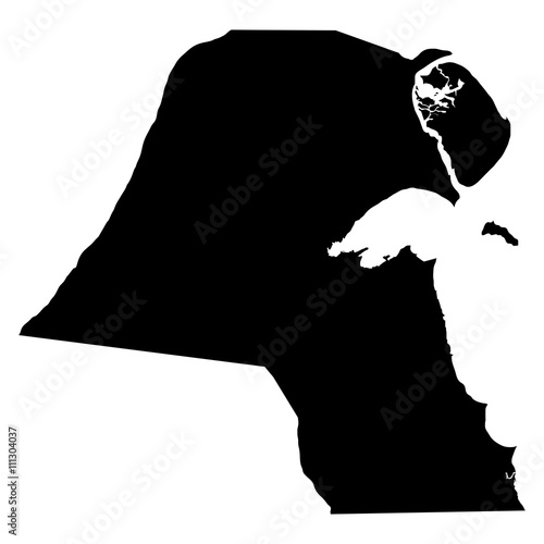 Kuwait black map on white background vector