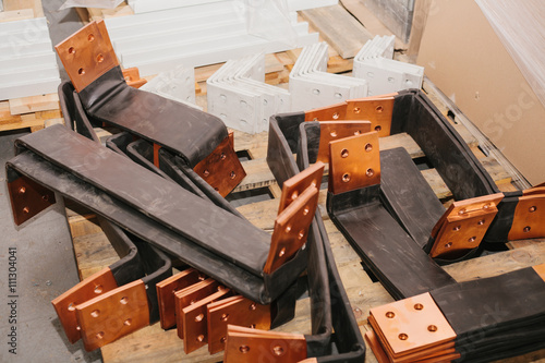 Cuadro en lienzo Copper busbar. Uninterrupted power. Electrical power.
