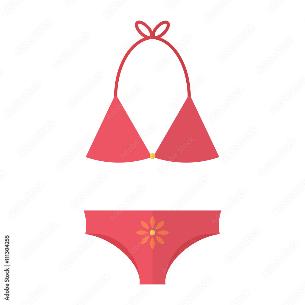 Flat design vector women swimsuit icon isolated on white background. Flat design vector women swimsuit icon isolated on white background.