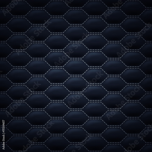 Quilted stitched background pattern. Black color.