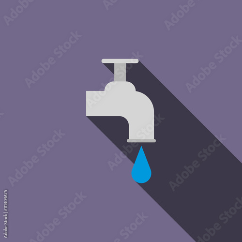 Water tap icon, flat style