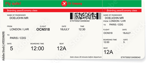 Pattern of a boarding pass or air ticket