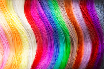 Hair colors palette. Dyed hair color samples